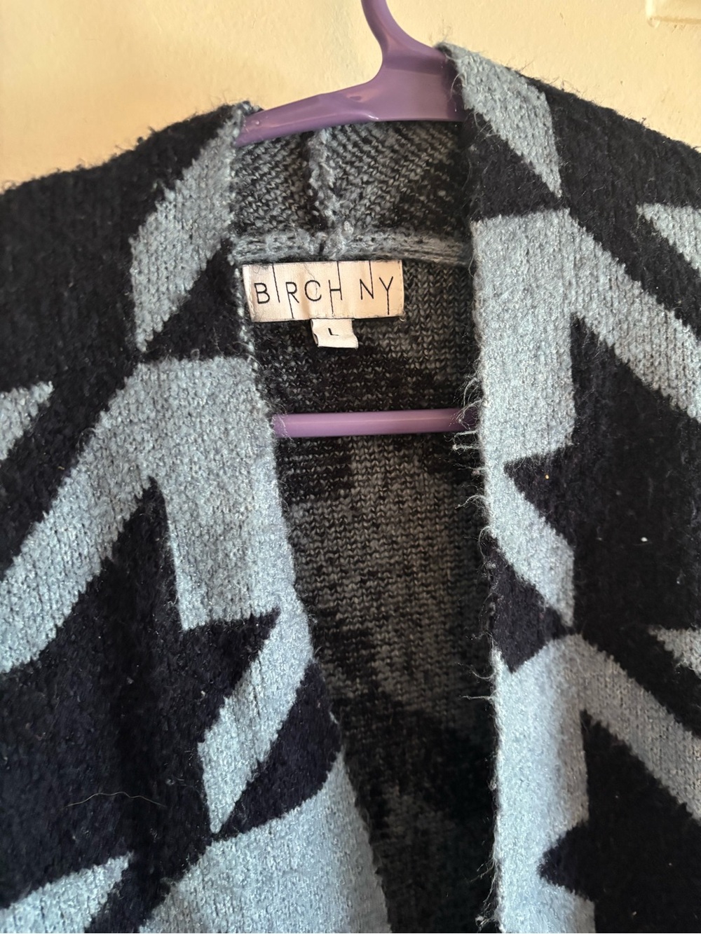 Blue & Black Geometric Open-Front Cardigan - Picture 2 of 3